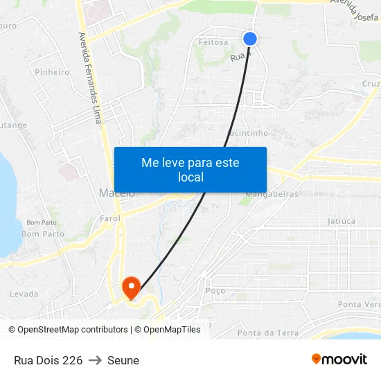 Rua Dois 226 to Seune map