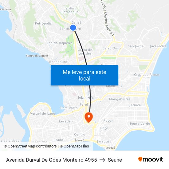 Avenida Durval De Góes Monteiro 4955 to Seune map