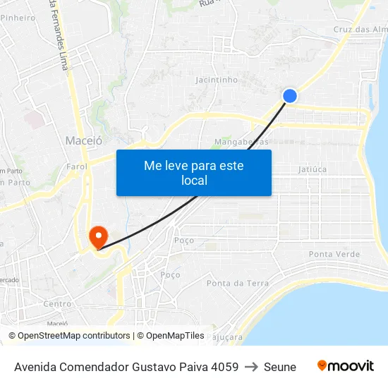Avenida Comendador Gustavo Paiva 4059 to Seune map