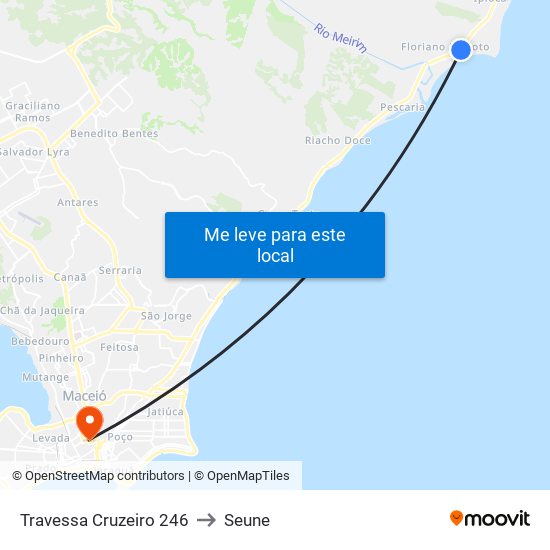 Travessa Cruzeiro 246 to Seune map