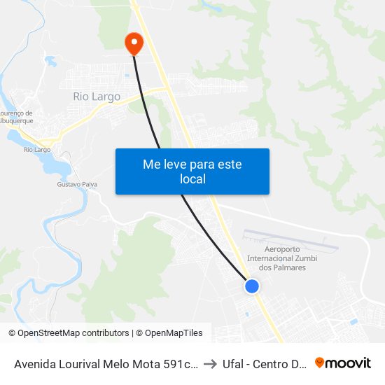 Avenida Lourival Melo Mota 591c Rio Largo - Alagoas 57100-000 Brasil to Ufal - Centro De Ciências Agrárias map