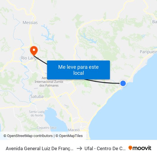 Avenida General Luiz De França Albuquerque, 68 | Saúde to Ufal - Centro De Ciências Agrárias map