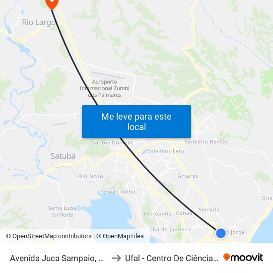 Avenida Juca Sampaio, 3484-3578 to Ufal - Centro De Ciências Agrárias map
