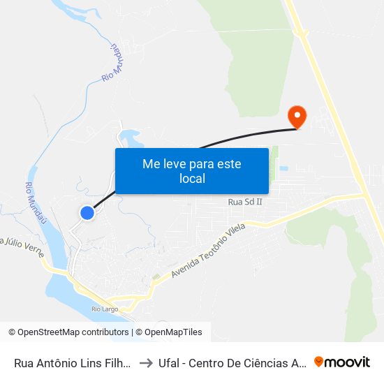 Rua Antônio Lins Filho, 237 to Ufal - Centro De Ciências Agrárias map