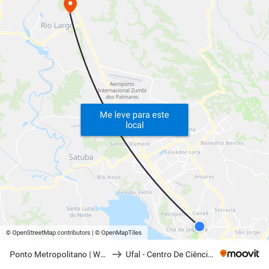 Ponto Metropolitano | Walmart Farol to Ufal - Centro De Ciências Agrárias map