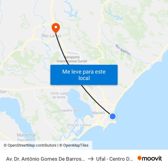 Av. Dr. Antônio Gomes De Barros 250-292 - Jatiúca Maceió - Al Brasil to Ufal - Centro De Ciências Agrárias map