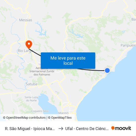 R. São Miguel - Ipioca Maceió - Al Brasil to Ufal - Centro De Ciências Agrárias map