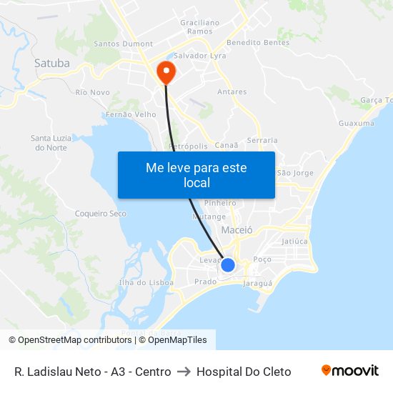 R. Ladislau Neto - A3 - Centro to Hospital Do Cleto map