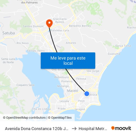 Avenida Dona Constanca 120b Jatiúca Maceió - Alagoas 57036-370 Brasil to Hospital Metropolitano De Alagoas map