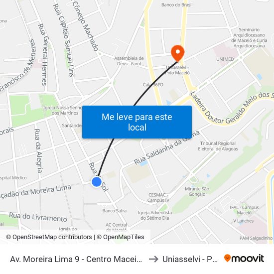 Av. Moreira Lima 9 - Centro Maceió - Al 57020-220 Brasil to Uniasselvi - Polo Maceió map