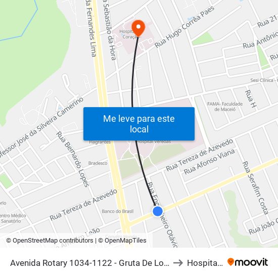 Avenida Rotary 1034-1122 - Gruta De Lourdes Maceió - Al 57052-480 República Federativa Do Brasil to Hospital Arthur Ramos map