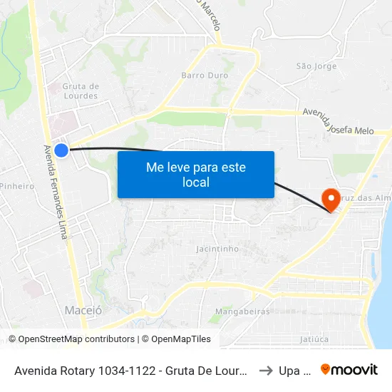 Avenida Rotary 1034-1122 - Gruta De Lourdes Maceió - Al 57052-480 República Federativa Do Brasil to Upa Jacintinho map