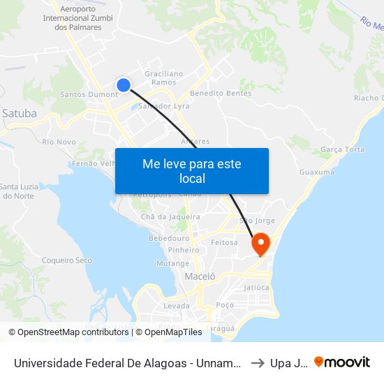 Universidade Federal De Alagoas - Unnamed Road - Cidade Universitária Maceió - Al Brasil to Upa Jacintinho map