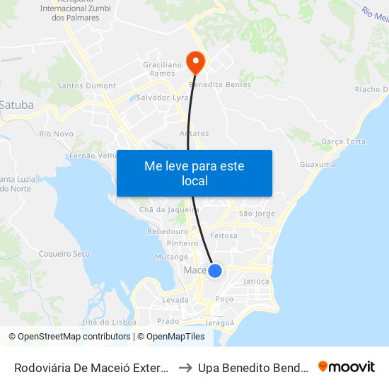 Rodoviária De Maceió Externo to Upa Benedito Bendes map