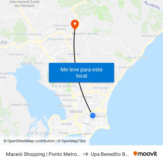 Maceió Shopping | Ponto Metropolitano to Upa Benedito Bendes map