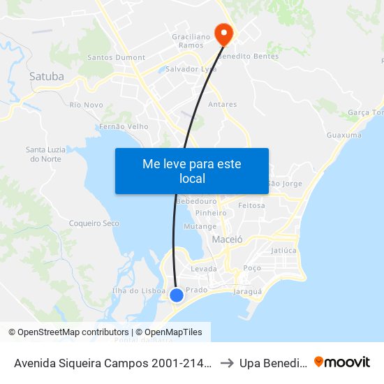 Avenida Siqueira Campos 2001-2145 - Prado Maceió - Al Brasil to Upa Benedito Bendes map