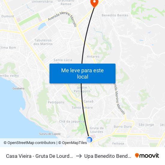 Casa Vieira - Gruta De Lourdes to Upa Benedito Bendes map