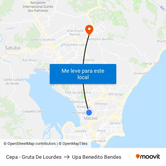 Cepa - Gruta De Lourdes to Upa Benedito Bendes map