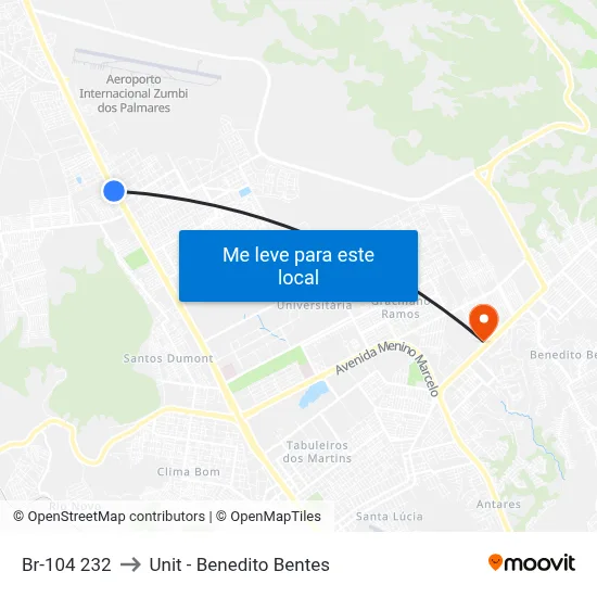 Br-104 232 to Unit - Benedito Bentes map