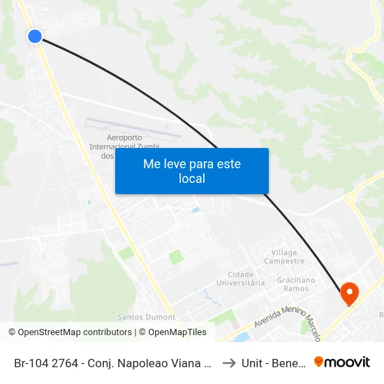 Br-104 2764 - Conj. Napoleao Viana Rio Largo - Al 57100-000 Brasil to Unit - Benedito Bentes map