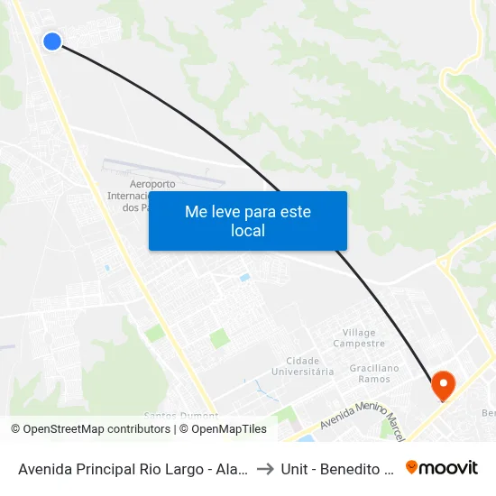 Avenida Principal Rio Largo - Alagoas Brasil to Unit - Benedito Bentes map