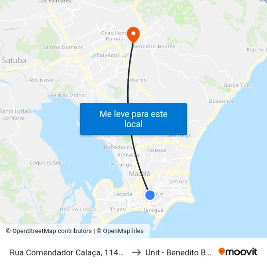 Rua Comendador Calaça, 1149 - Poço to Unit - Benedito Bentes map