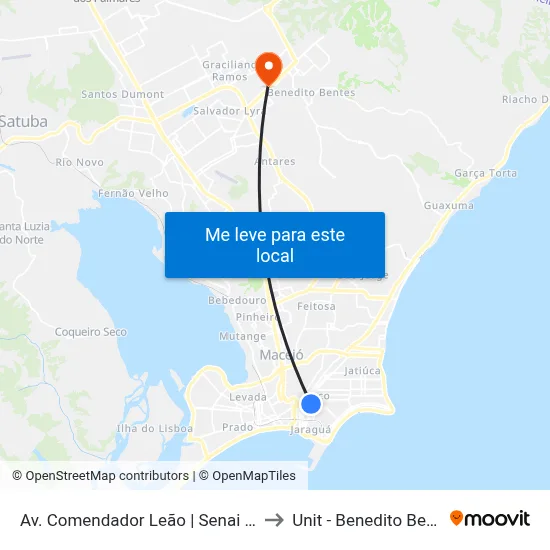 Av. Comendador Leão | Senai Poço to Unit - Benedito Bentes map