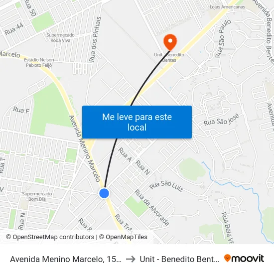 Avenida Menino Marcelo, 1551 to Unit - Benedito Bentes map