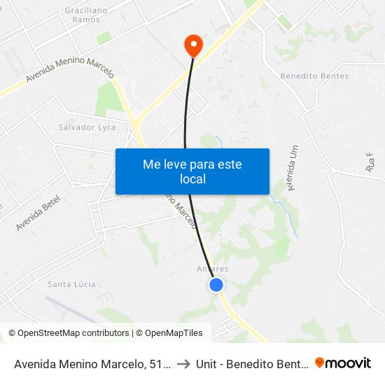 Avenida Menino Marcelo, 5148 to Unit - Benedito Bentes map