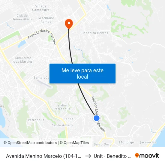 Avenida Menino Marcelo (104-110-117-214) to Unit - Benedito Bentes map