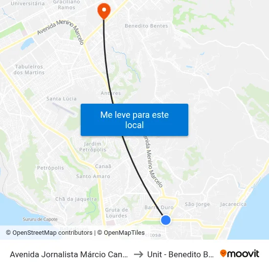 Avenida Jornalista Márcio Canuto, 851 to Unit - Benedito Bentes map
