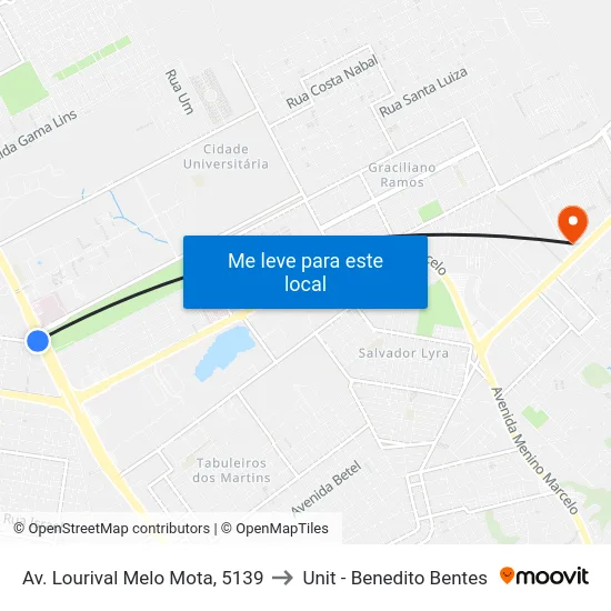 Av. Lourival Melo Mota, 5139 to Unit - Benedito Bentes map