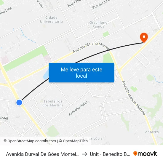 Avenida Durval De Góes Monteiro, 4615 to Unit - Benedito Bentes map
