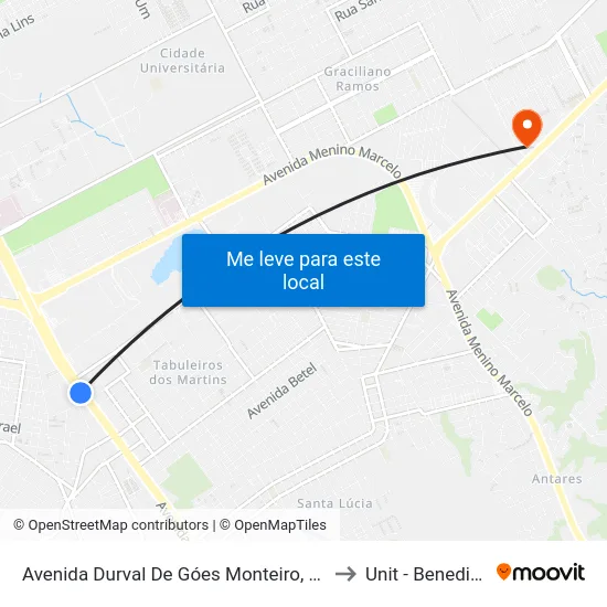 Avenida Durval De Góes Monteiro, 4354 | Upa Tabuleiro to Unit - Benedito Bentes map