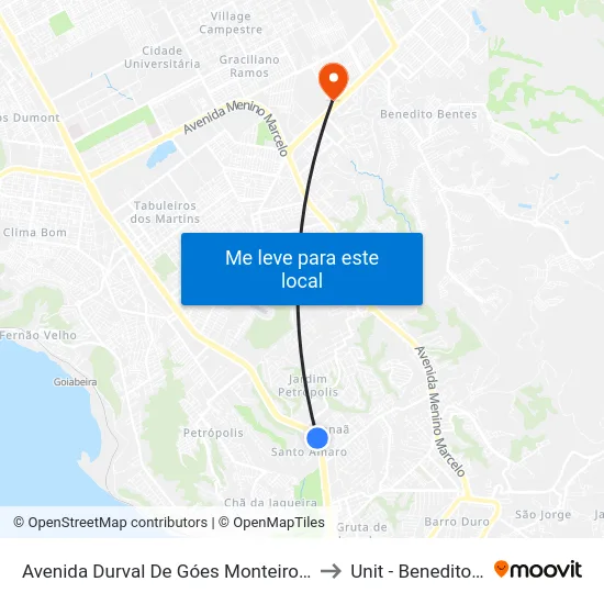 Avenida Durval De Góes Monteiro, 7125 | Canaã to Unit - Benedito Bentes map