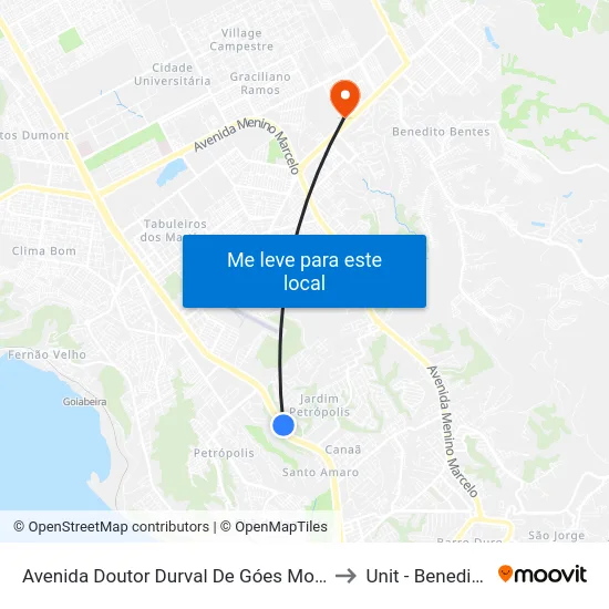 Avenida Doutor Durval De Góes Monteiro, 102 | Funasa to Unit - Benedito Bentes map