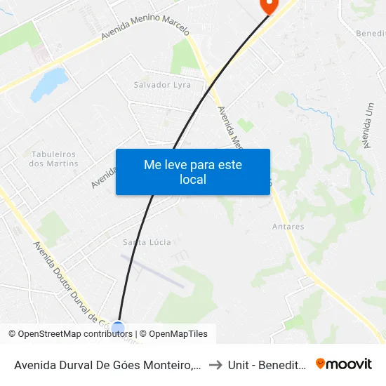 Avenida Durval De Góes Monteiro, 8641-8811 | Uim to Unit - Benedito Bentes map