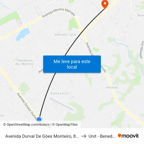 Avenida Durval De Góes Monteiro, 8299-8445 | Dona Valmira to Unit - Benedito Bentes map