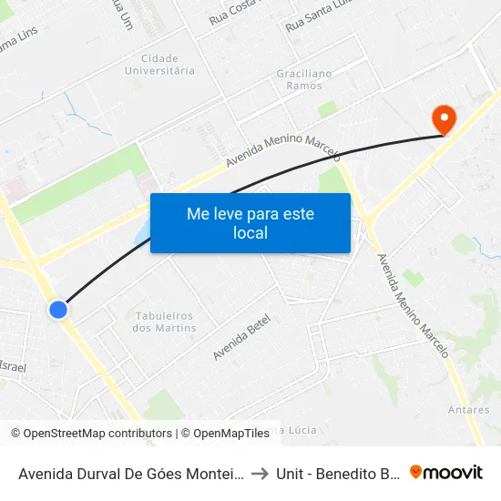 Avenida Durval De Góes Monteiro, 4468 to Unit - Benedito Bentes map