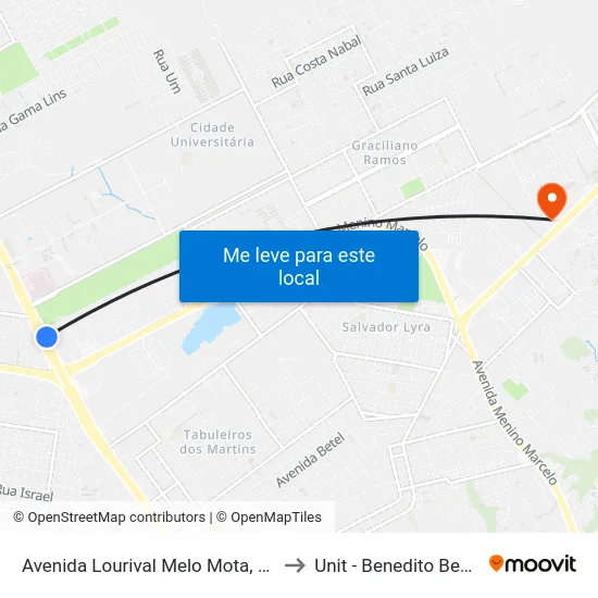 Avenida Lourival Melo Mota, 5124 to Unit - Benedito Bentes map