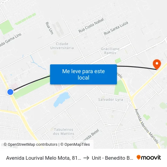 Avenida Lourival Melo Mota, 8154 | H.U to Unit - Benedito Bentes map