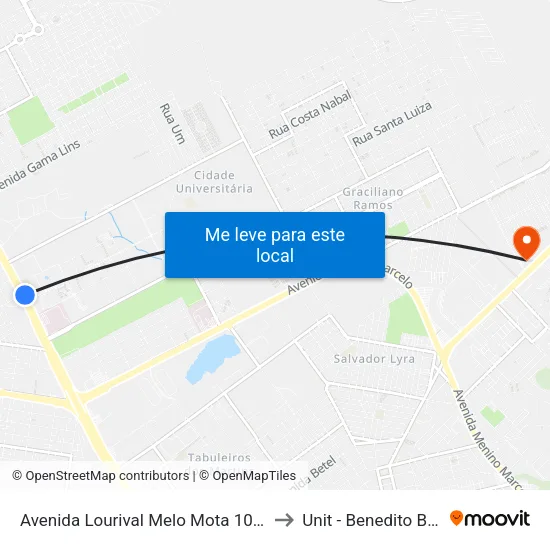 Avenida Lourival Melo Mota 1099 | Ufal to Unit - Benedito Bentes map