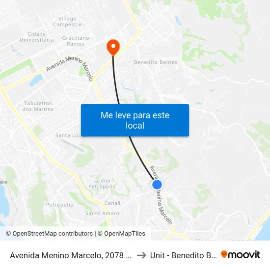 Avenida Menino Marcelo, 2078 | Ecopark to Unit - Benedito Bentes map