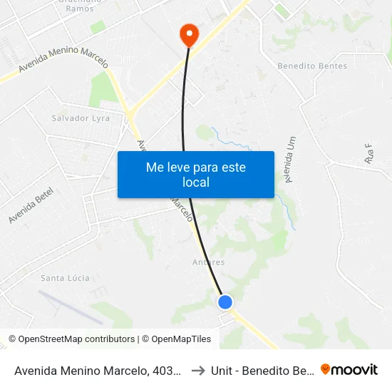 Avenida Menino Marcelo, 4030-4570 to Unit - Benedito Bentes map