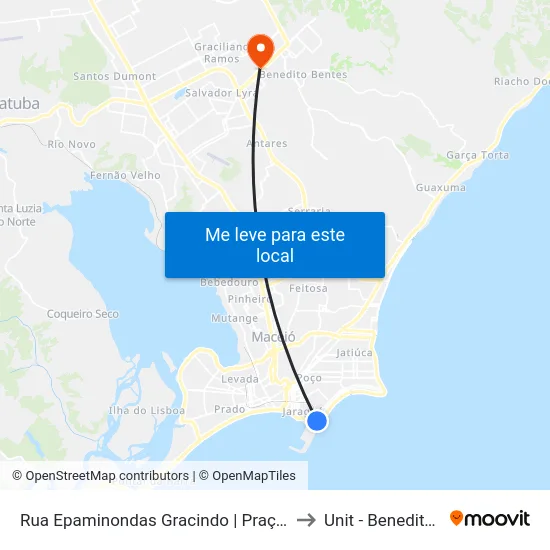 Rua Epaminondas Gracindo | Praça Manuel Duarte to Unit - Benedito Bentes map
