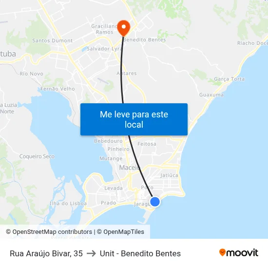 Rua Araújo Bivar, 35 to Unit - Benedito Bentes map