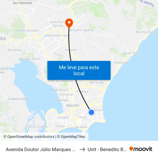 Avenida Doutor Júlio Marques Luz, 1384 to Unit - Benedito Bentes map