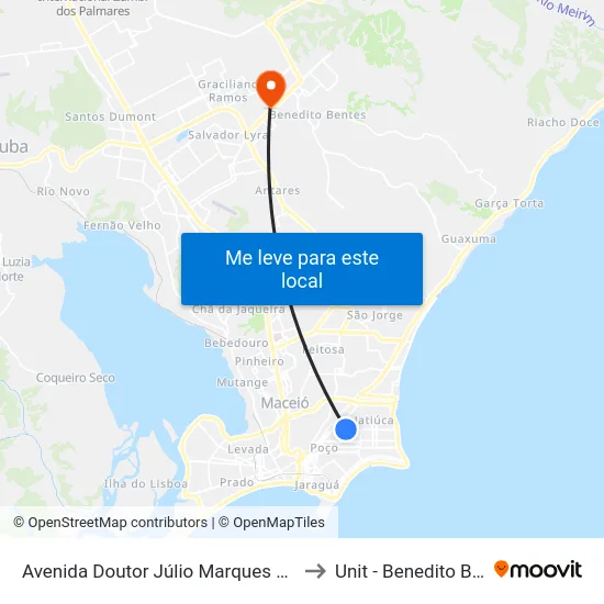 Avenida Doutor Júlio Marques Luz, 1710 to Unit - Benedito Bentes map