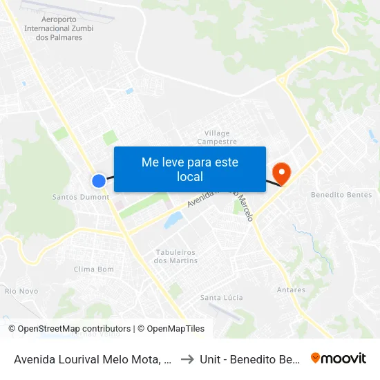 Avenida Lourival Melo Mota, 1363 to Unit - Benedito Bentes map