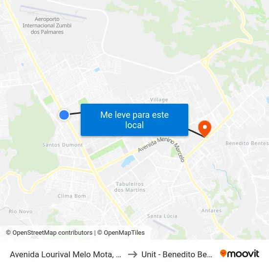 Avenida Lourival Melo Mota, 2270 to Unit - Benedito Bentes map